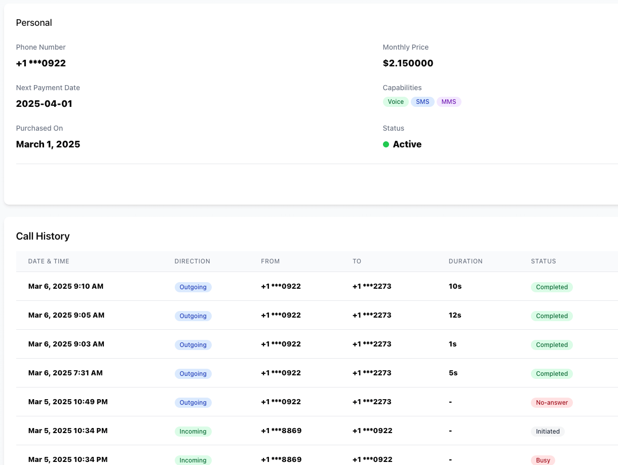 Call History and Logs